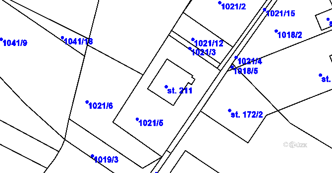 Parcela st. 211 v KÚ Řečice nad Bobrůvkou, Katastrální mapa