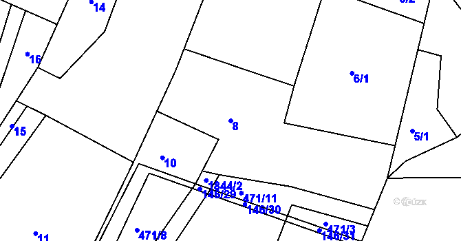 Parcela st. 8 v KÚ Řečice nad Bobrůvkou, Katastrální mapa