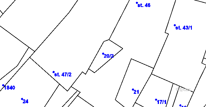 Parcela st. 20/2 v KÚ Řečice nad Bobrůvkou, Katastrální mapa