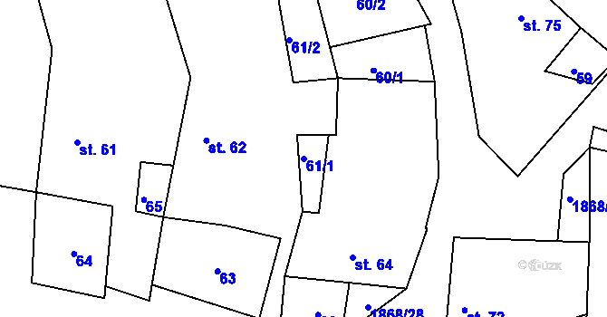 Parcela st. 61/1 v KÚ Řečice nad Bobrůvkou, Katastrální mapa