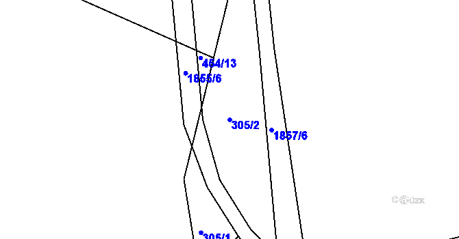 Parcela st. 305/2 v KÚ Řečice nad Bobrůvkou, Katastrální mapa