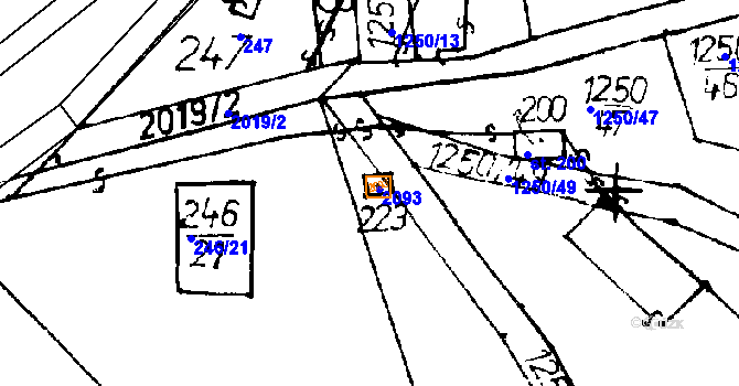 Parcela st. 223 v KÚ Ředhošť, Katastrální mapa