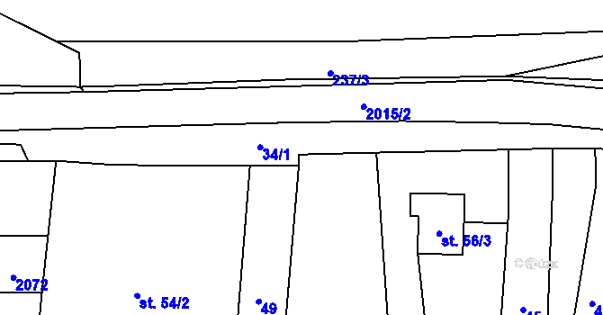 Parcela st. 34/2 v KÚ Ředhošť, Katastrální mapa