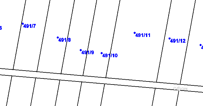 Parcela st. 491/10 v KÚ Ředhošť, Katastrální mapa