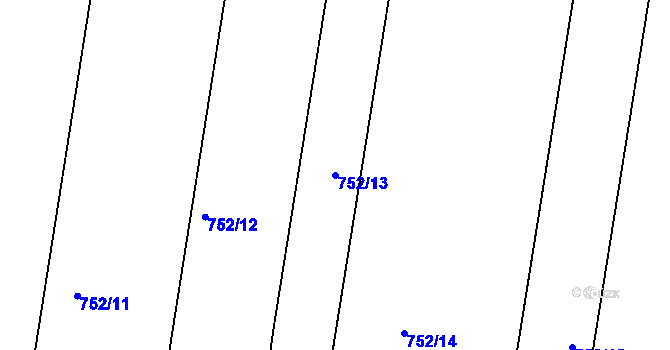 Parcela st. 752/13 v KÚ Ředhošť, Katastrální mapa