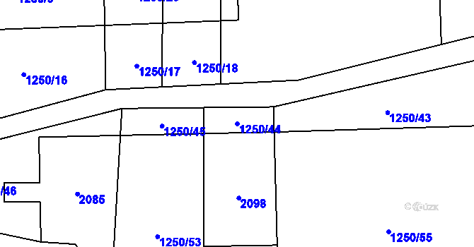 Parcela st. 1250/44 v KÚ Ředhošť, Katastrální mapa