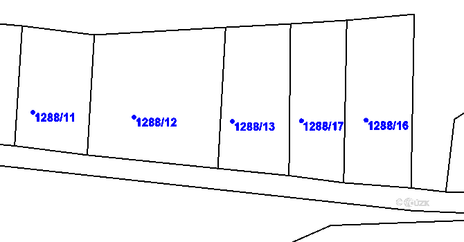 Parcela st. 1288/13 v KÚ Ředhošť, Katastrální mapa