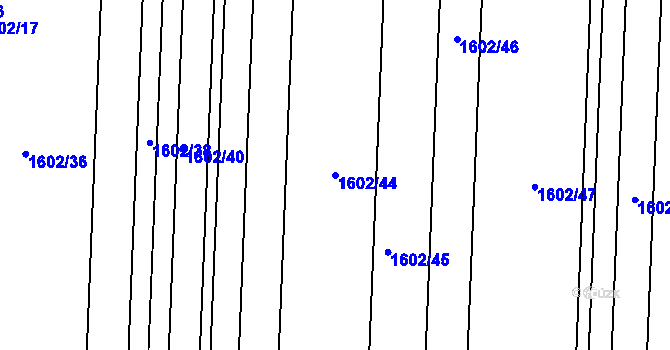 Parcela st. 1602/44 v KÚ Ředhošť, Katastrální mapa