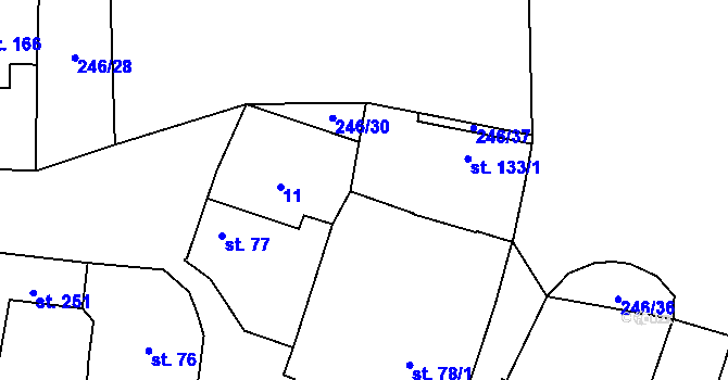 Parcela st. 78/2 v KÚ Ředhošť, Katastrální mapa