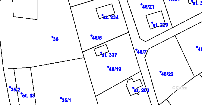 Parcela st. 337 v KÚ Babice u Řehenic, Katastrální mapa