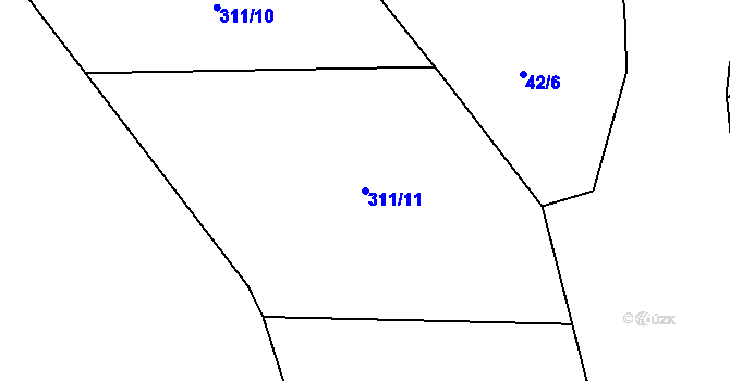 Parcela st. 311/11 v KÚ Babice u Řehenic, Katastrální mapa