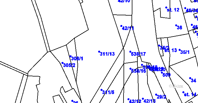 Parcela st. 311/13 v KÚ Babice u Řehenic, Katastrální mapa
