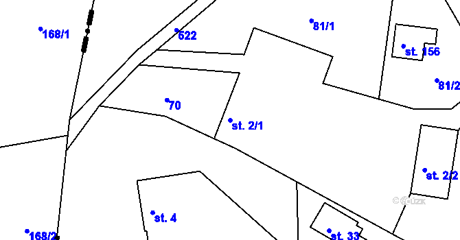 Parcela st. 2/1 v KÚ Babice u Řehenic, Katastrální mapa