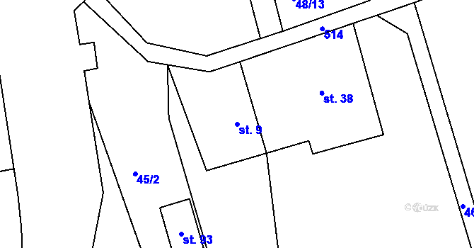 Parcela st. 9 v KÚ Babice u Řehenic, Katastrální mapa