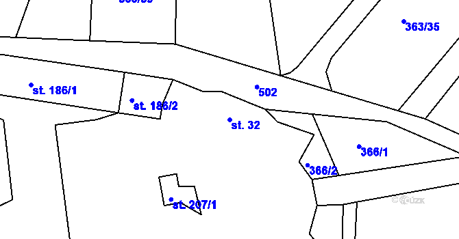 Parcela st. 32 v KÚ Babice u Řehenic, Katastrální mapa