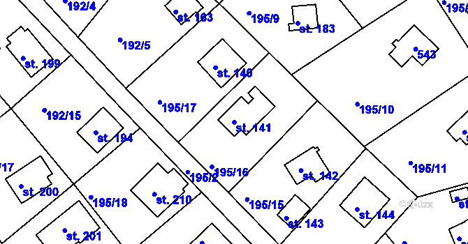 Parcela st. 141 v KÚ Babice u Řehenic, Katastrální mapa