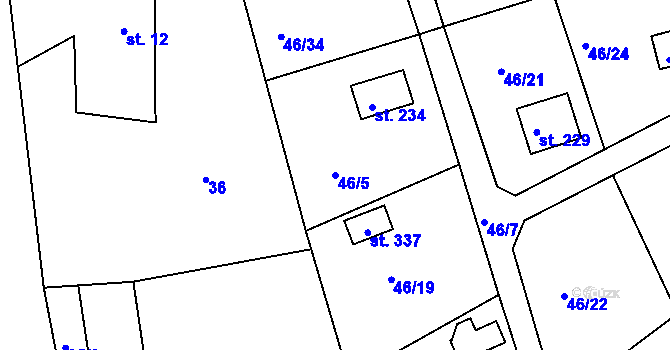 Parcela st. 46/5 v KÚ Babice u Řehenic, Katastrální mapa