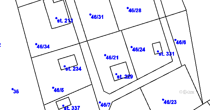 Parcela st. 46/21 v KÚ Babice u Řehenic, Katastrální mapa