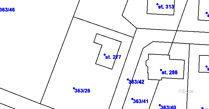 Parcela st. 277 v KÚ Babice u Řehenic, Katastrální mapa