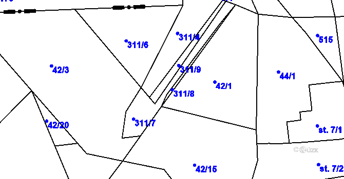 Parcela st. 311/8 v KÚ Babice u Řehenic, Katastrální mapa