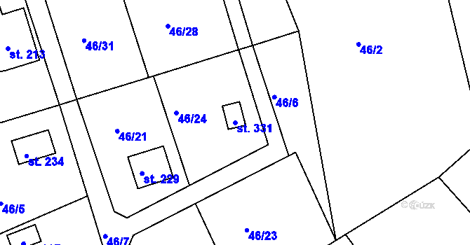 Parcela st. 331 v KÚ Babice u Řehenic, Katastrální mapa
