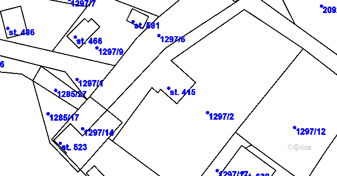 Parcela st. 415 v KÚ Čakovice u Řehenic, Katastrální mapa