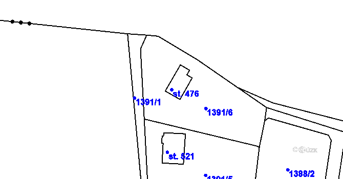 Parcela st. 476 v KÚ Čakovice u Řehenic, Katastrální mapa