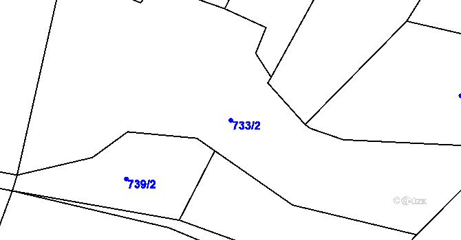 Parcela st. 733/2 v KÚ Čakovice u Řehenic, Katastrální mapa