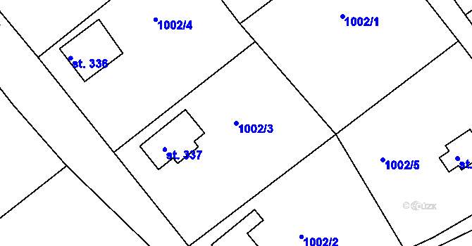 Parcela st. 1002/3 v KÚ Čakovice u Řehenic, Katastrální mapa