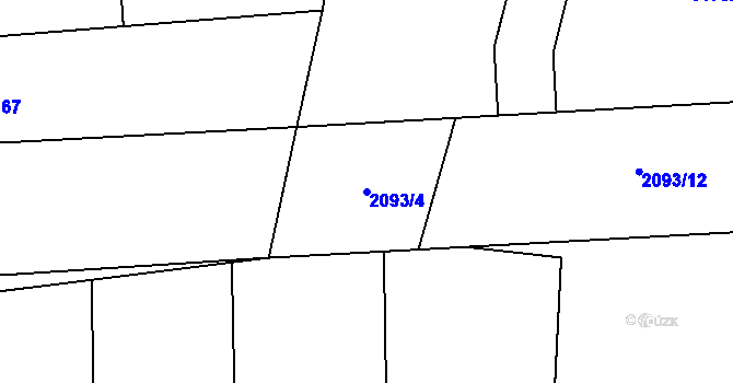Parcela st. 2093/4 v KÚ Čakovice u Řehenic, Katastrální mapa