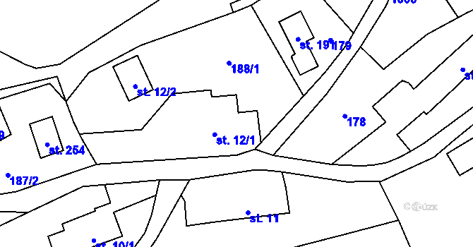 Parcela st. 12 v KÚ Malešín, Katastrální mapa