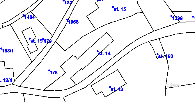 Parcela st. 14 v KÚ Malešín, Katastrální mapa