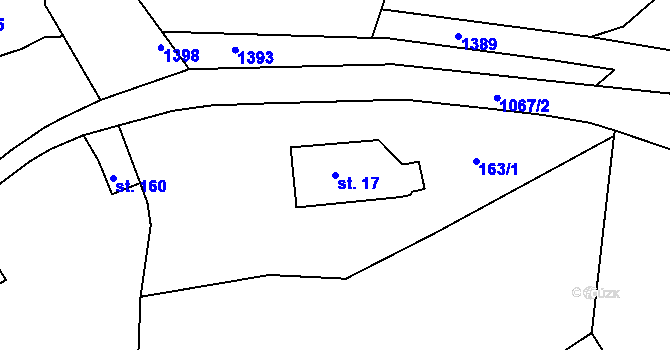 Parcela st. 17 v KÚ Malešín, Katastrální mapa