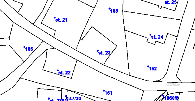Parcela st. 23 v KÚ Malešín, Katastrální mapa