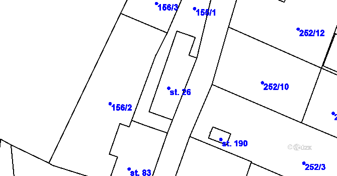 Parcela st. 26 v KÚ Malešín, Katastrální mapa