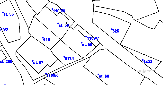 Parcela st. 59 v KÚ Malešín, Katastrální mapa