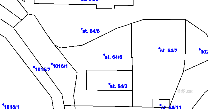 Parcela st. 64/6 v KÚ Malešín, Katastrální mapa