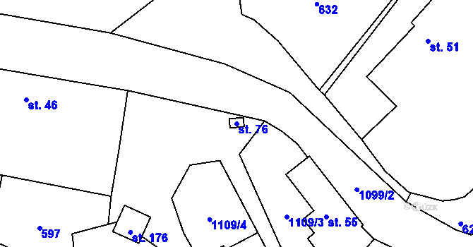 Parcela st. 76 v KÚ Malešín, Katastrální mapa