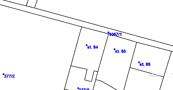 Parcela st. 84 v KÚ Malešín, Katastrální mapa
