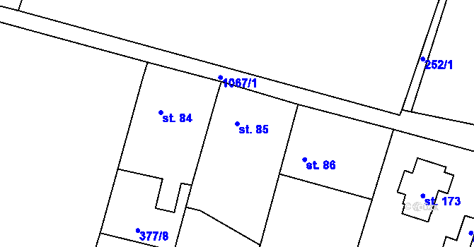 Parcela st. 85 v KÚ Malešín, Katastrální mapa