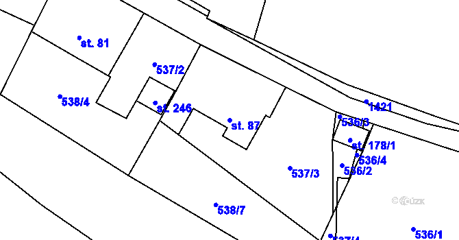 Parcela st. 87 v KÚ Malešín, Katastrální mapa