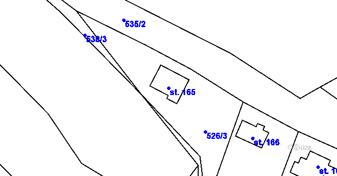 Parcela st. 165 v KÚ Malešín, Katastrální mapa