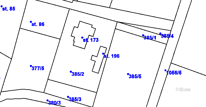 Parcela st. 196 v KÚ Malešín, Katastrální mapa