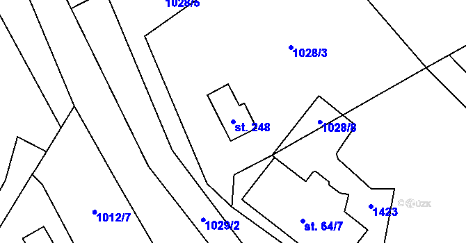 Parcela st. 248 v KÚ Malešín, Katastrální mapa