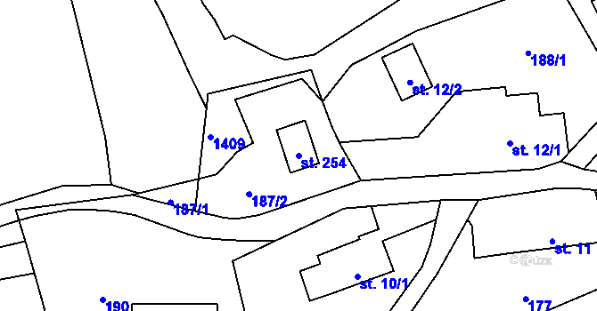 Parcela st. 254 v KÚ Malešín, Katastrální mapa