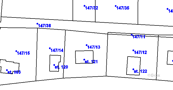 Parcela st. 147/13 v KÚ Malešín, Katastrální mapa