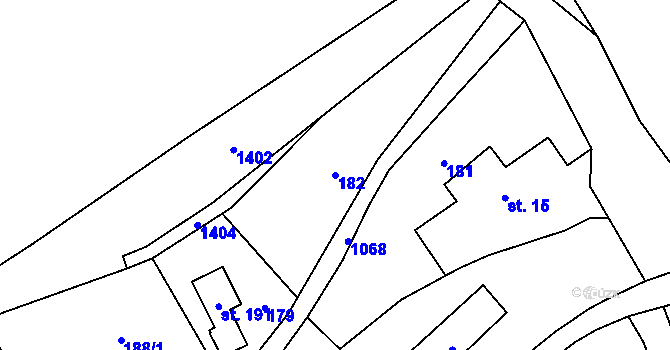 Parcela st. 182 v KÚ Malešín, Katastrální mapa