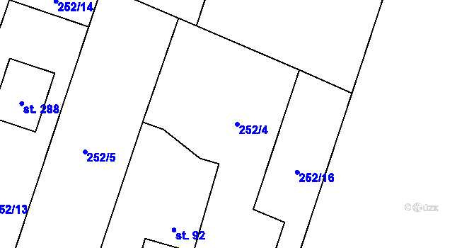 Parcela st. 252/4 v KÚ Malešín, Katastrální mapa
