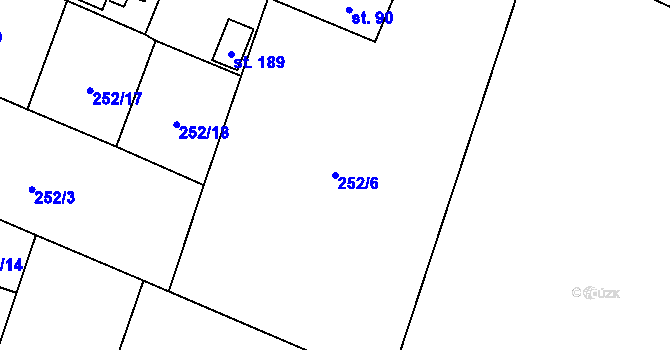 Parcela st. 252/6 v KÚ Malešín, Katastrální mapa