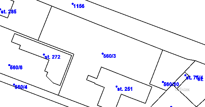 Parcela st. 560/3 v KÚ Malešín, Katastrální mapa